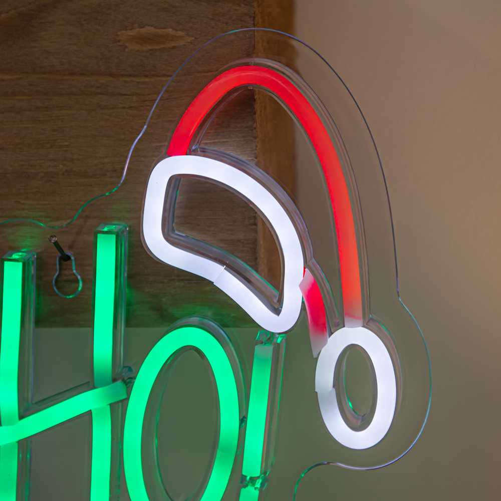 Samuel Alexander Multicolour LED Light-Up Neon Ho Ho Ho with Santa Hat Christmas Decoration 40cm Image 4