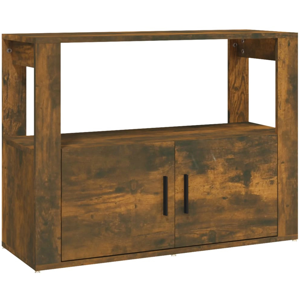 vidaXL 2 Door Single Shelf Smoked Oak Sideboard Image 2