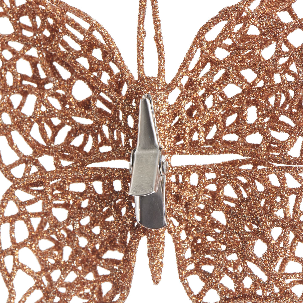 Wilko Country Christmas Glitter Butterfly Clip-On Tree Decoration Image 3