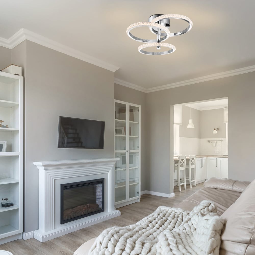 Cosylyte Cowen 3 Ring Chrome Beaded LED Ceiling Light Image 6