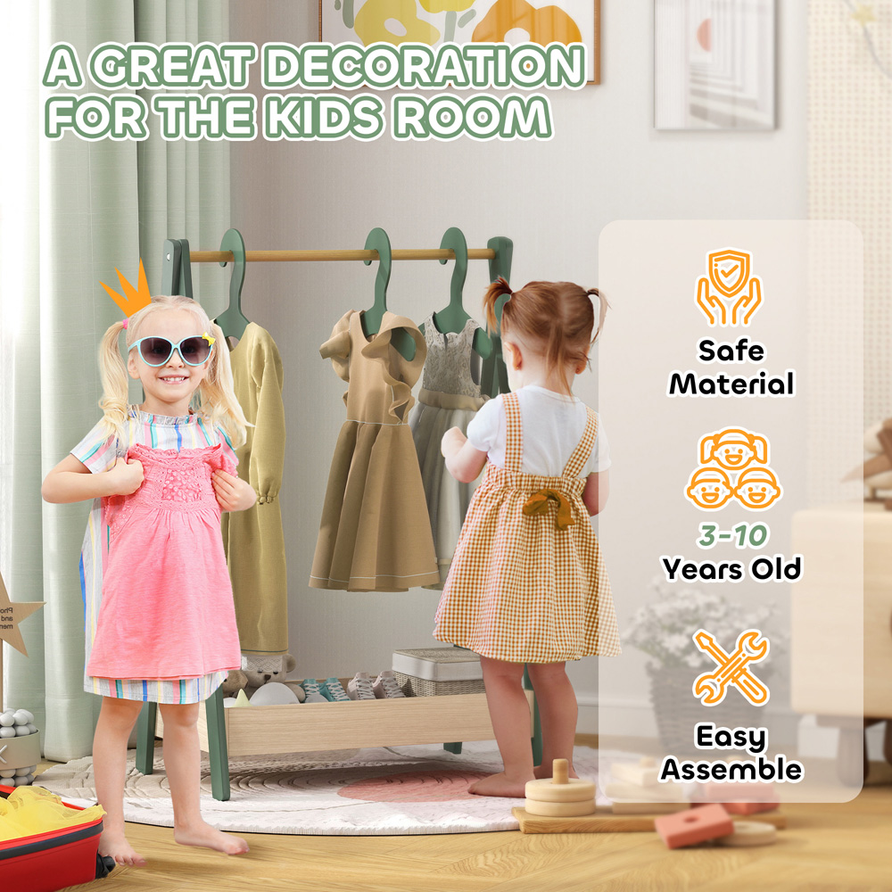 AIYAPLAY Green Kids Clothes Rail with Hangers Image 7