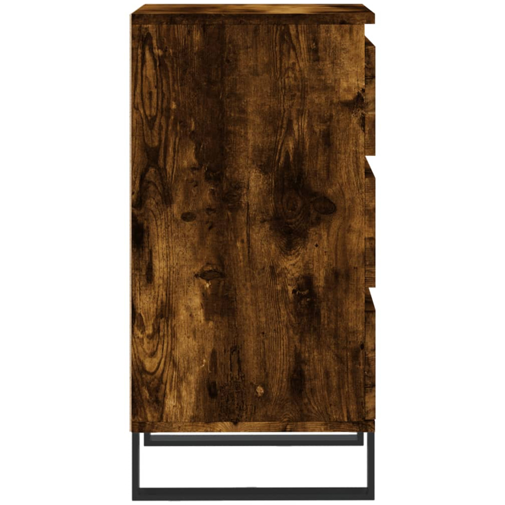 vidaXL 3 Drawer Smoked Oak Sideboard with Iron Legs Image 6