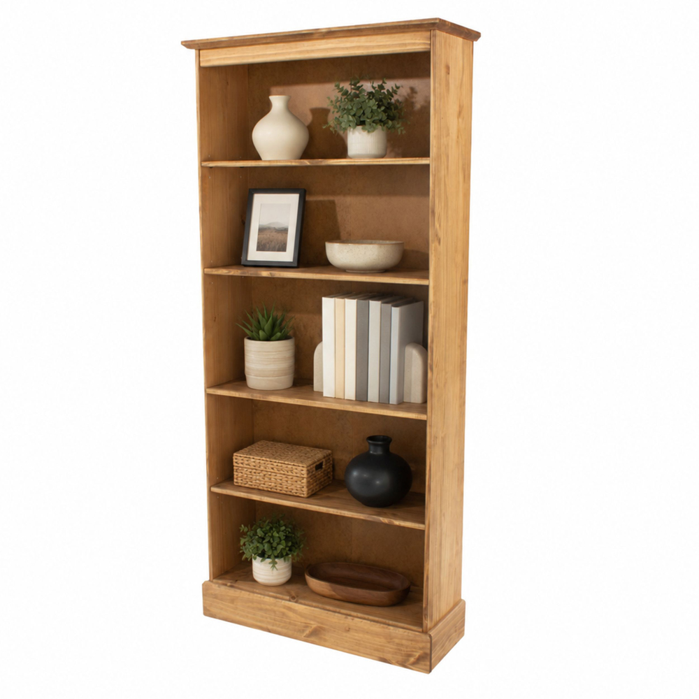 Core Products Corona 5 Shelf Pine Wood Tall Bookcase Image 3