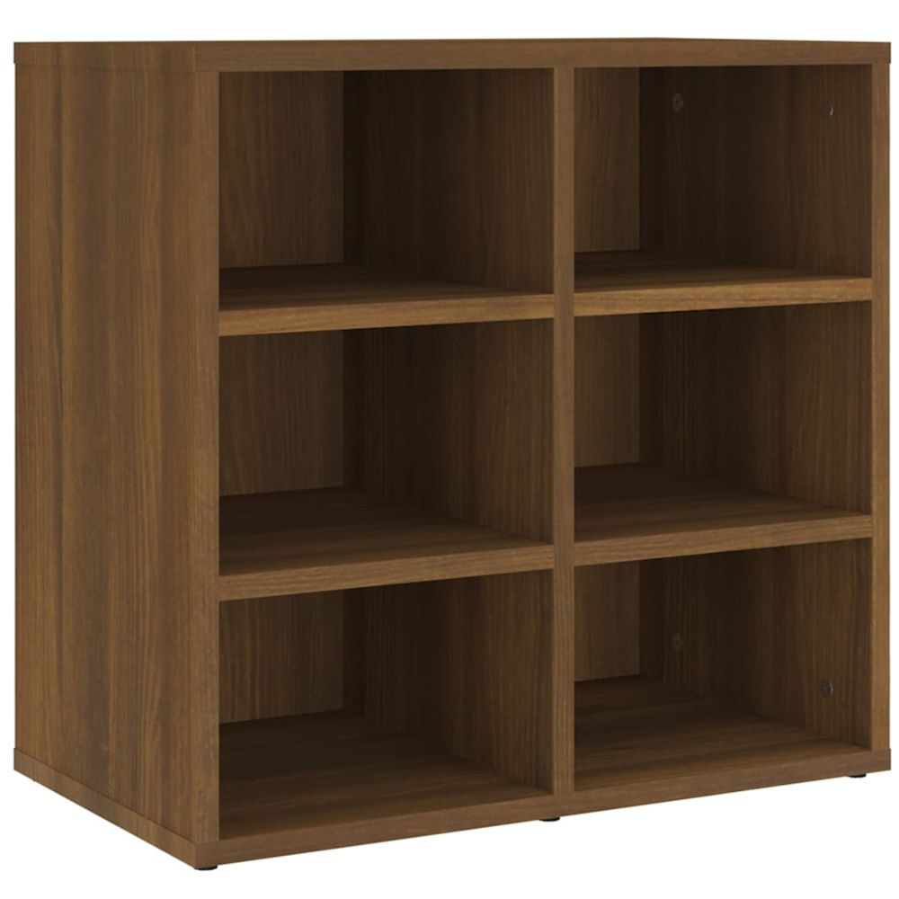 vidaXL 12 Open Shelf Brown Oak Shoe Storage Cabinet Set of 2 Image 7