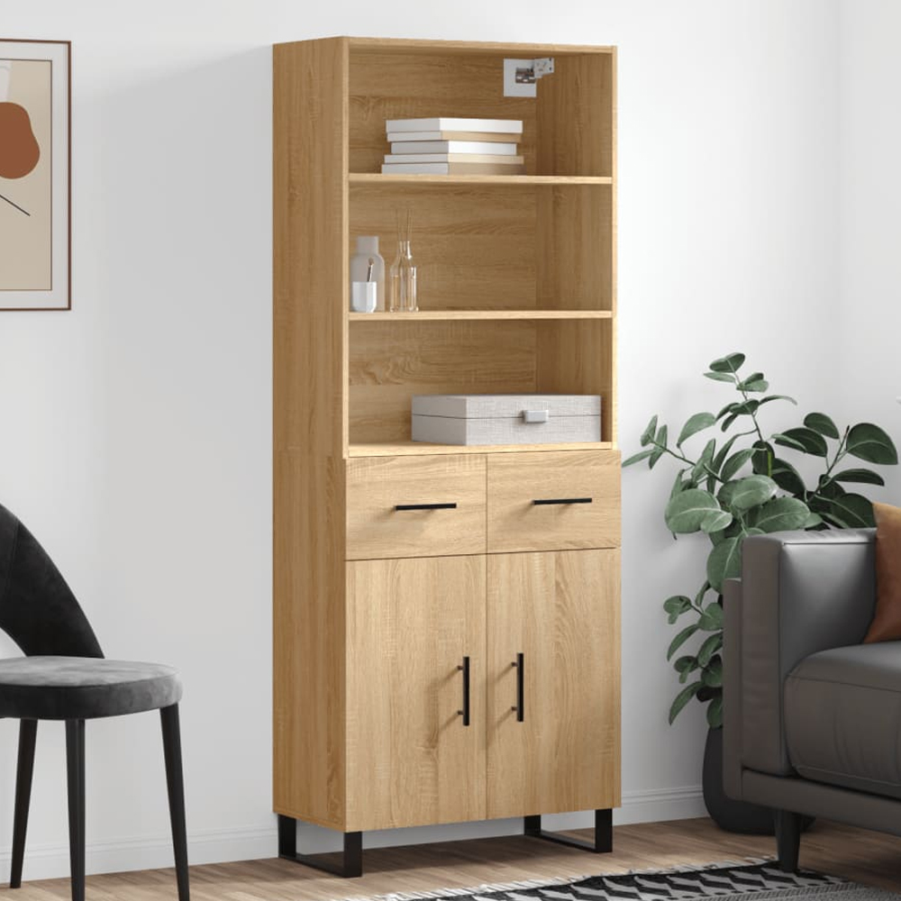 vidaXL 2 Door 2 Drawer 3 Shelf Sonoma Oak Highboard Image 1