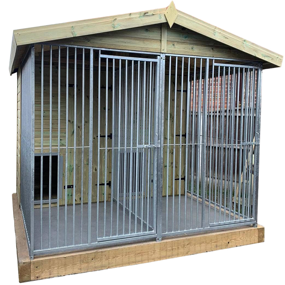 Benchmark Dog Kennel with Apex Roof - Duo 8 x 8ft Premium Wood Range Image 1