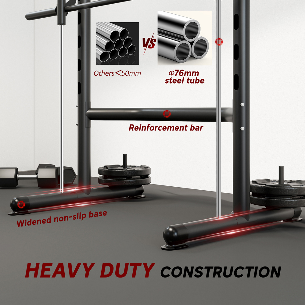 HOMCOM Adjustable Squat Rack with Pull Up Bar and Barbell Bar Image 4