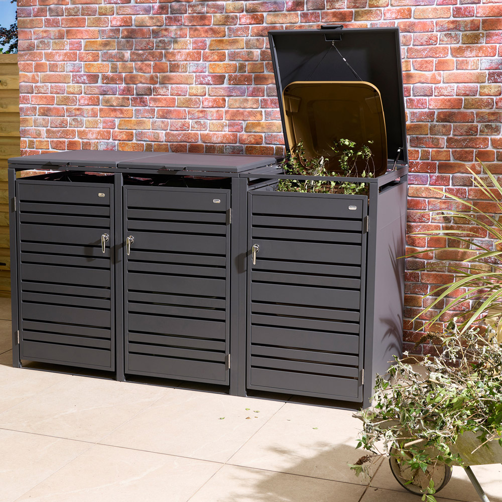 Rowlinson Chelsea Anthracite 3 Wheelie Bin Store Image 6