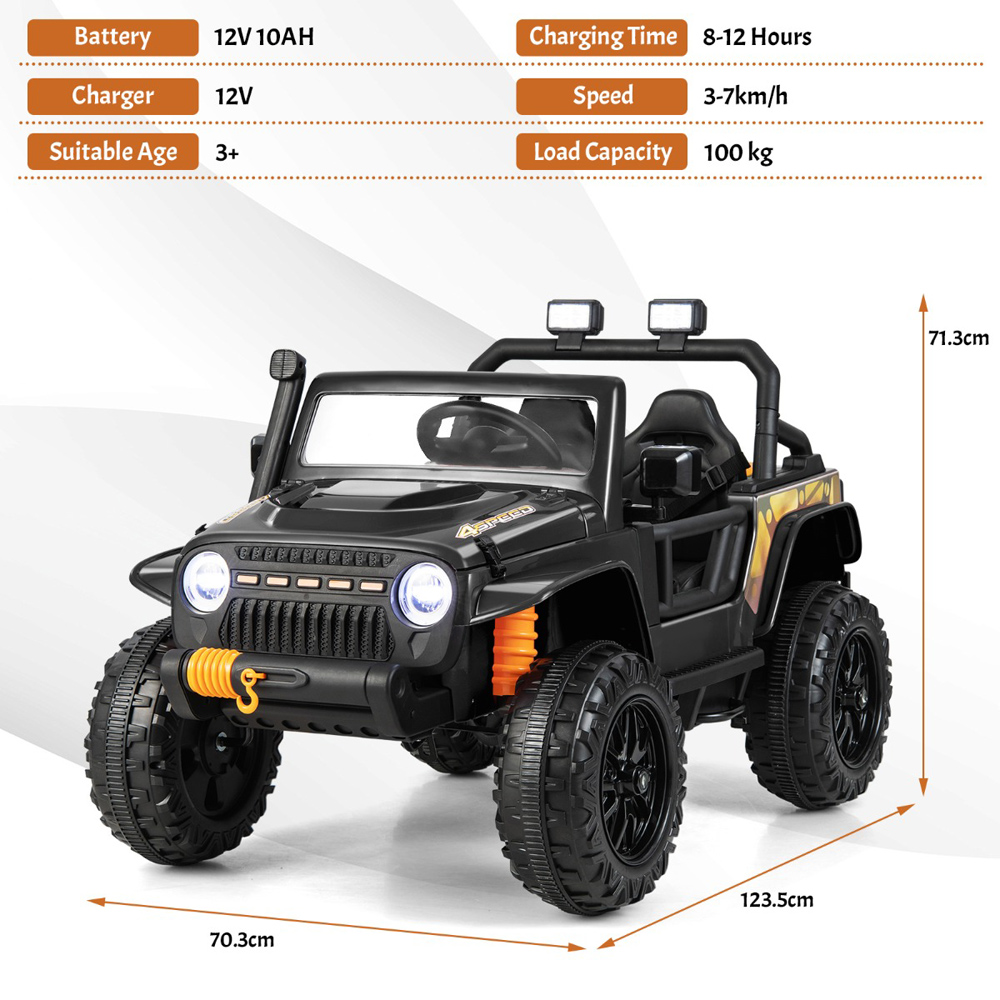 Costway Black Battery Powered Electric Parent Child Ride On Car Image 9