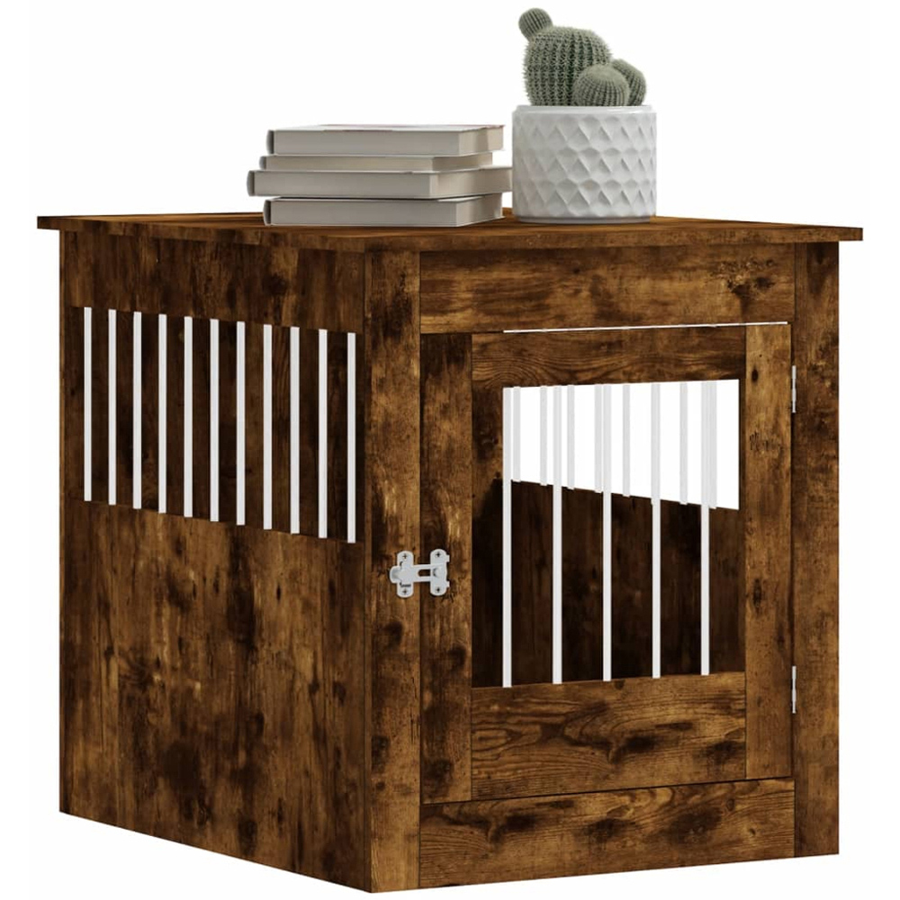 vidaXL Smoked Oak Processed Wood Dog Crate Furniture 64.5 x 80 x 71cm Image 3