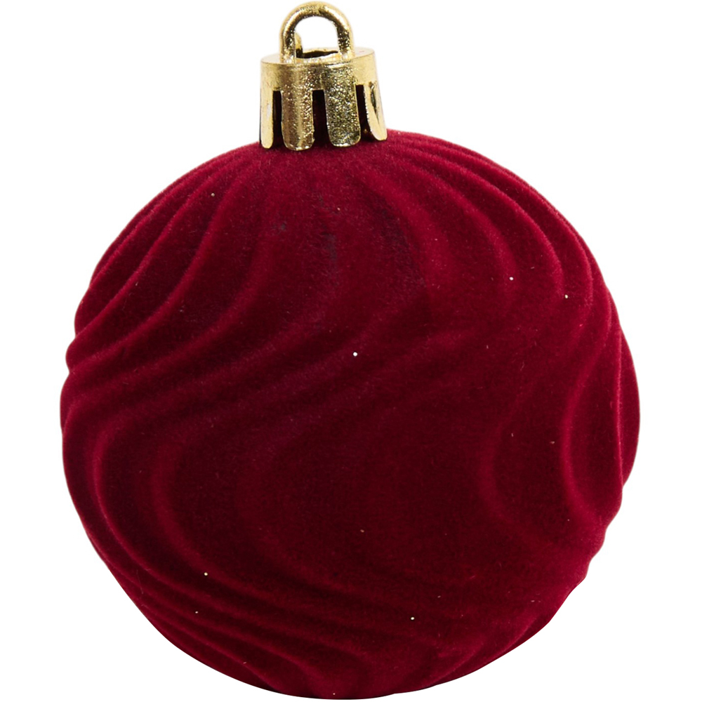 Pack of 30 Flocked Baubles Red Image 7