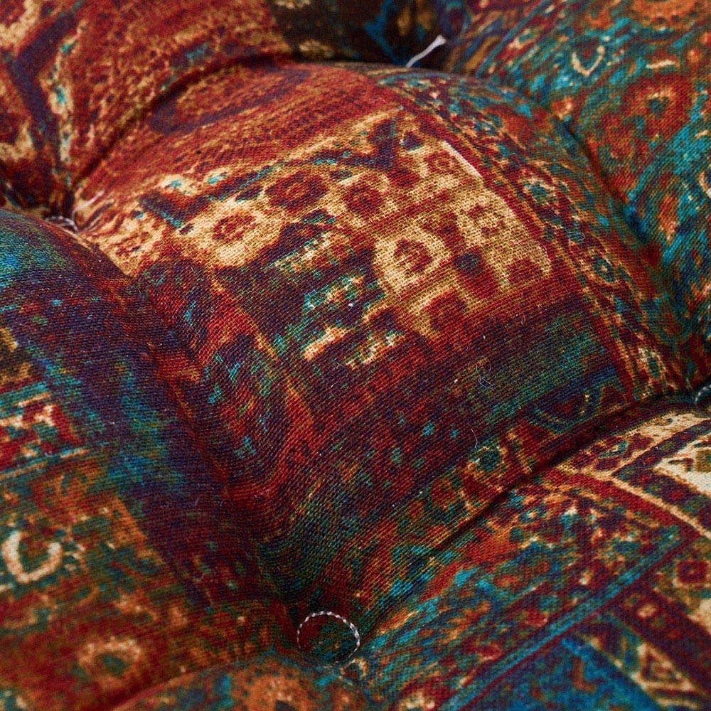 Living and Home Blue Bohemia Style Square Seat Cushion with Pom Pom Trim 40 x 40cm Image 5