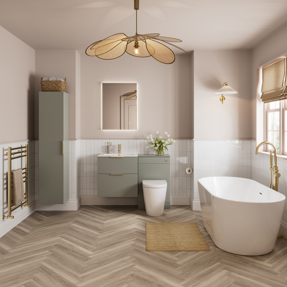 Bathstore Newton Brushed Brass Floor Standing Bath Shower Mixer Image 2