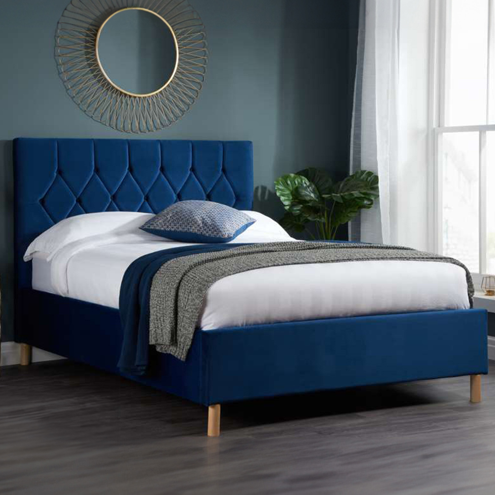 Loxley King Size Blue Fabric Ottoman Bed Image 1