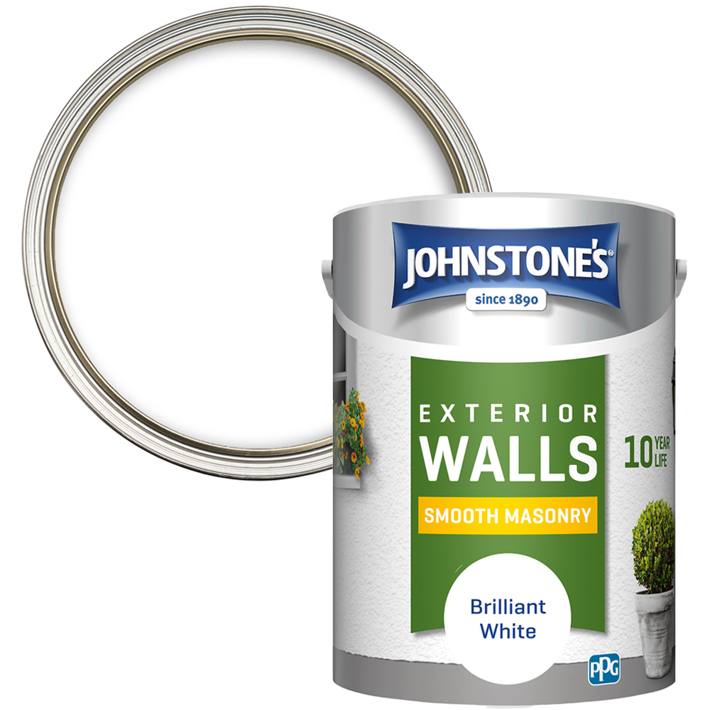 Johnstone's Walls Brilliant White Smooth Masonry Paint 2.5L Image 1