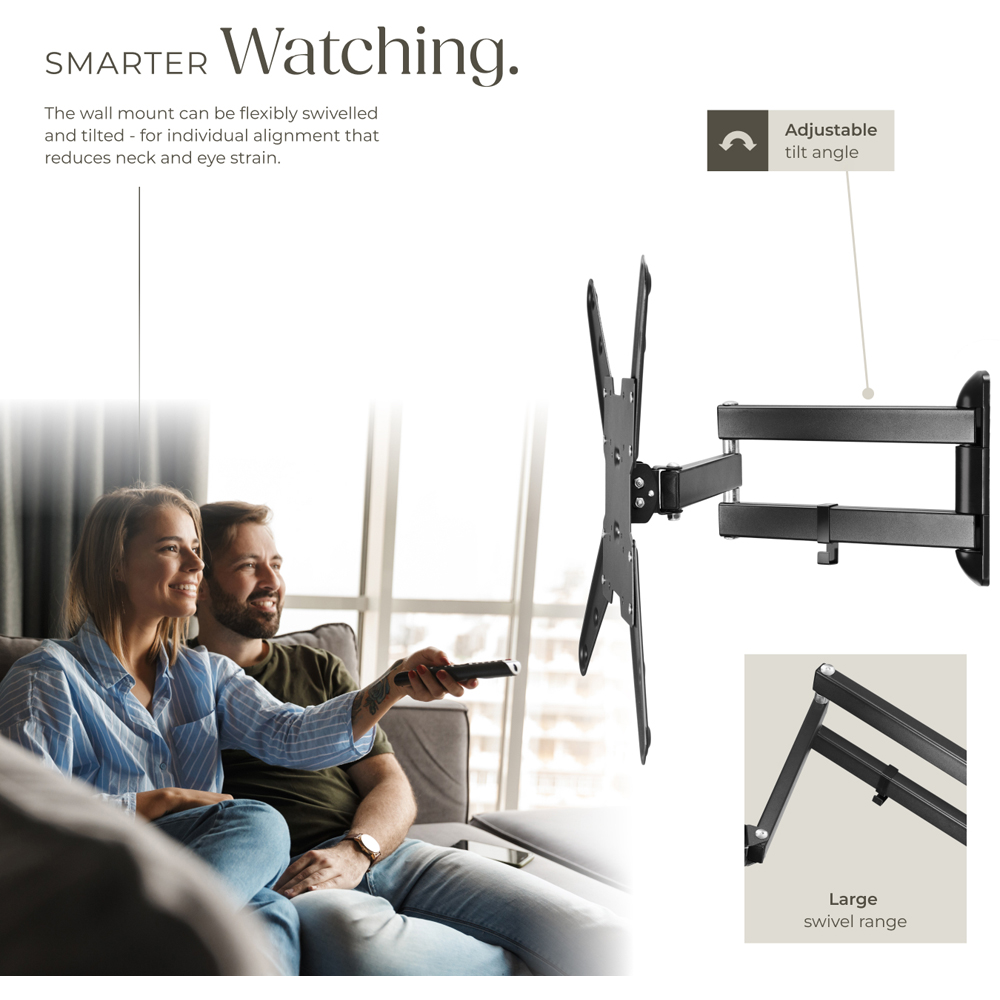 tectake Black 26 to 75 inch Extendable Tilt and Swivel TV Bracket Image 4