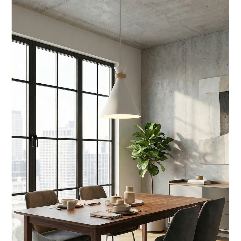 Emibig Zero Dome Shade White E27 Ceiling Pendant Light Image 5