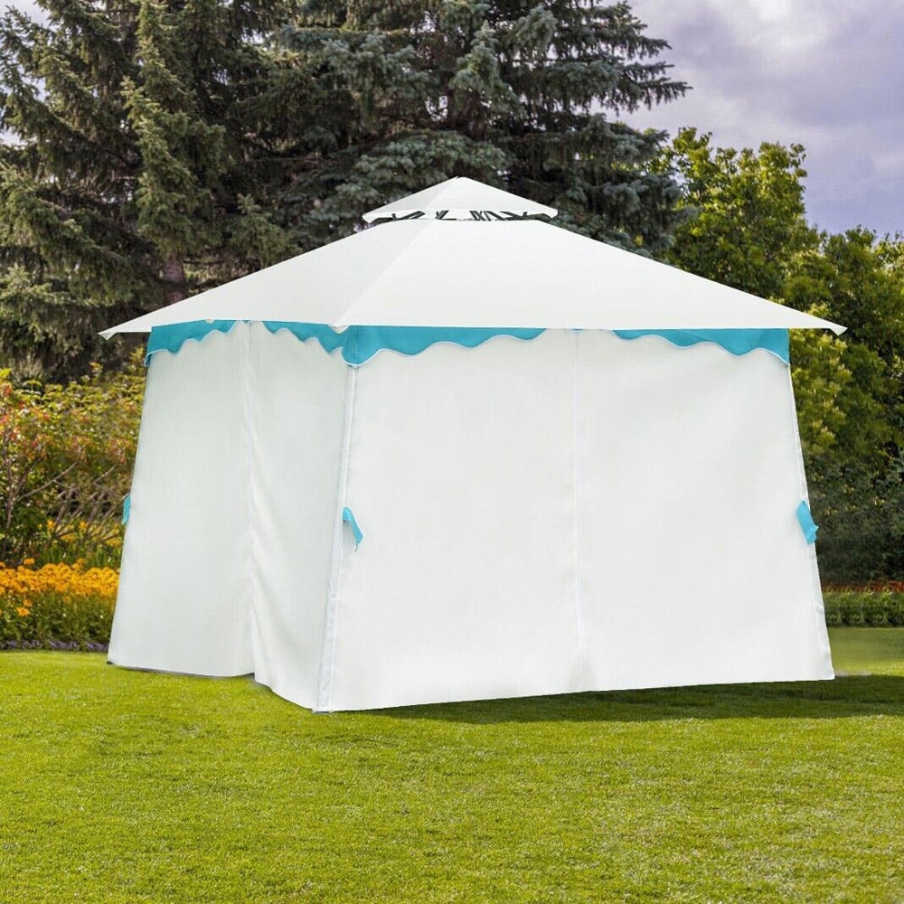Costway 3 x 3m Garden Metal Gazebo with Side Walls Image 3