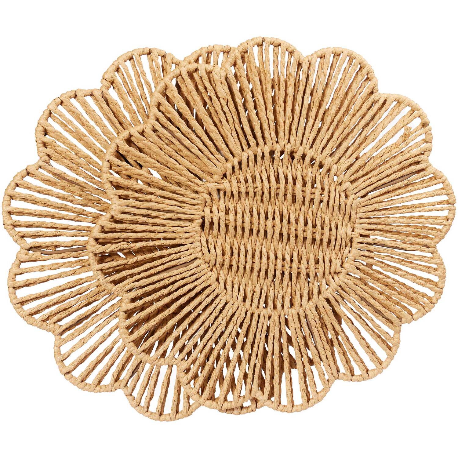 Pack of 2 Paper Rope Flower Placemats - Natural Image 2