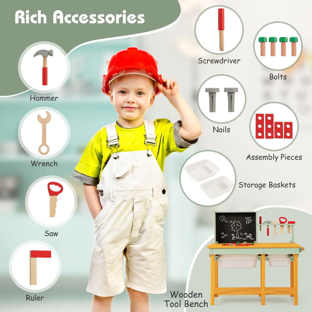 Costway Kids Wooden Toy Workbench Image 8