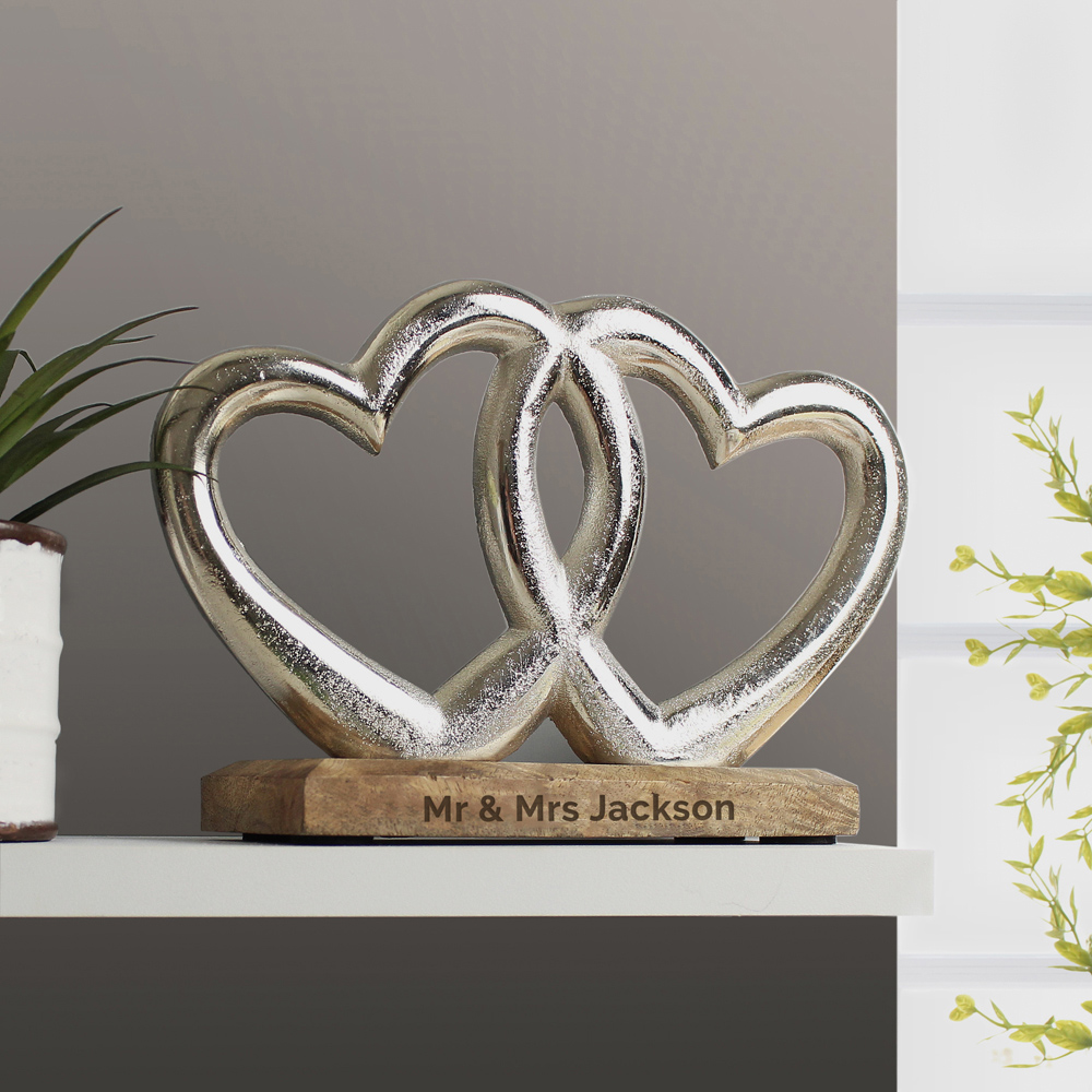 Personalised Memento Personalised Free Text Double Heart Ornament Image 4