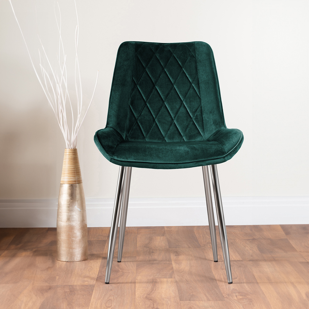 Furniturebox Copeland Cesano Marble Effect 4 Seater Dining Set White Green and Chrome Image 4