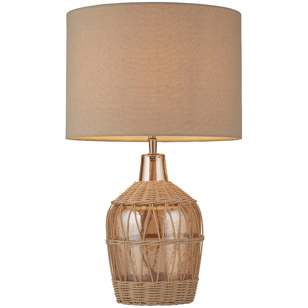 Lighting Collection Beach Rattan and Glass Table Lamp Image 3