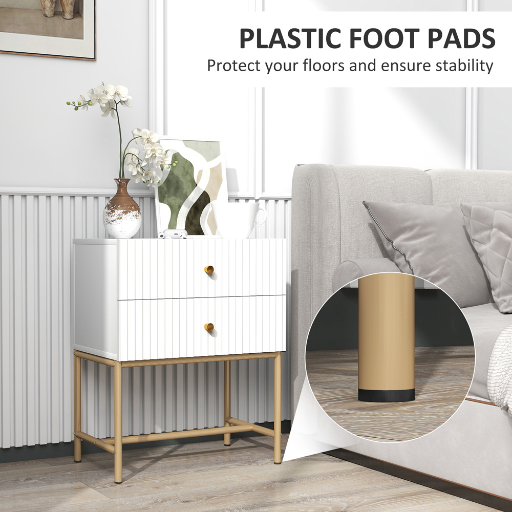 Portland 2 Drawer White Modern Bedside Table Image 6
