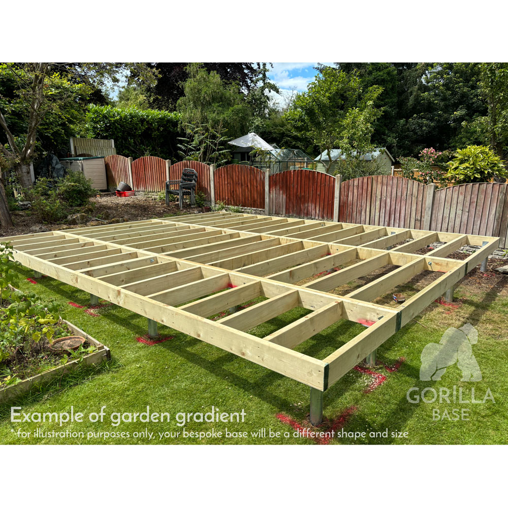 Shire Gorilla Base PRO B Bespoke Installed 73 to 90 sq ft Garden Building Base with Groundscrews Image 3