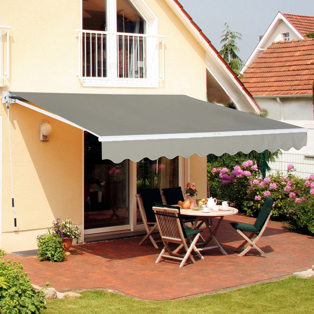 Living and Home Grey Retractable Manual Patio Awning 3 x 3.5m Image 6