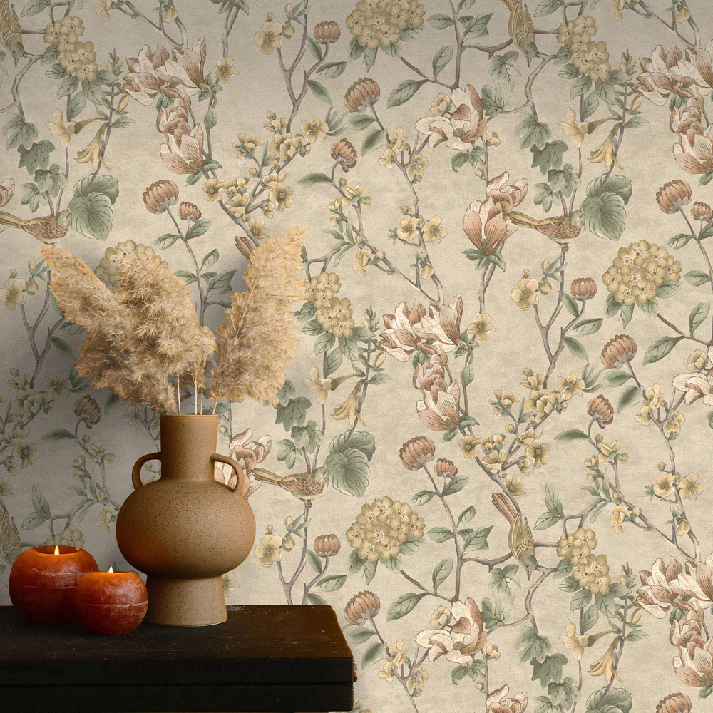 Holden Floral Bird Trail Cream Wallpaper Image 3