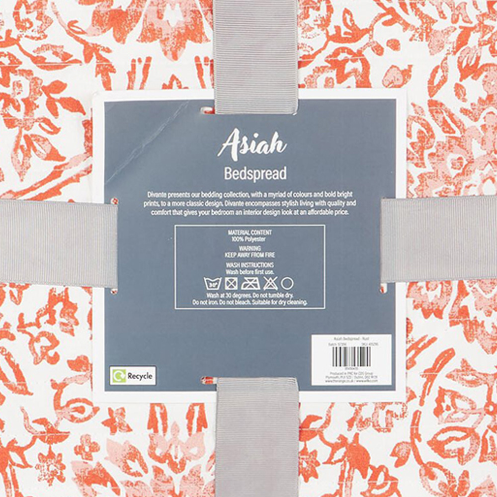 Asiah Printed Bedspread White and Rust | Wilko