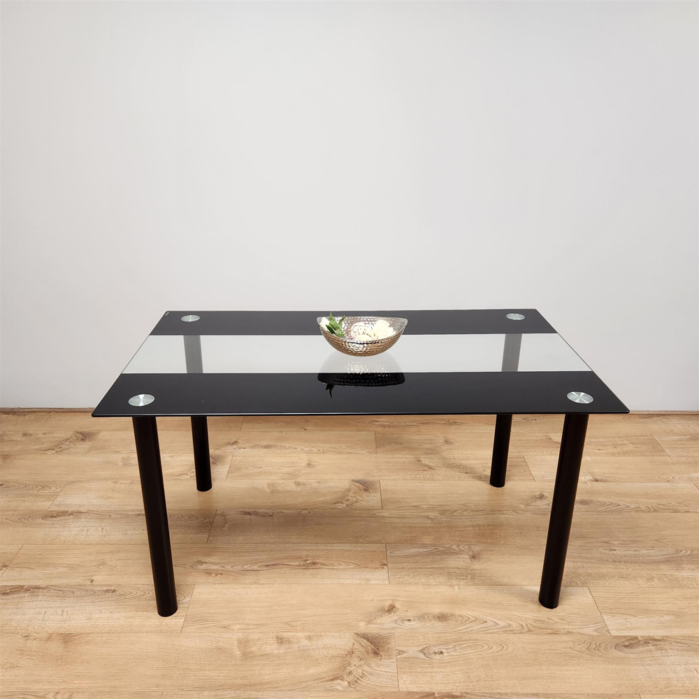 Kosy Koala 4 Seater Black and Clear Glass Dining Table Image 2