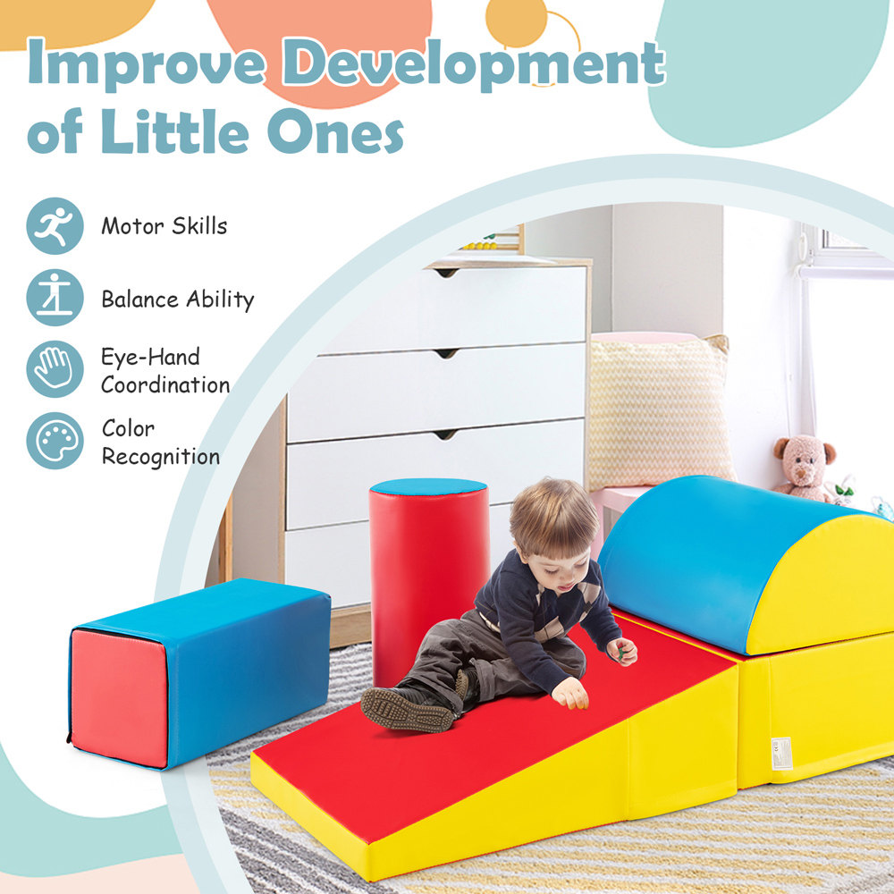 Costway Blue and Red Kids Soft Climb and Crawl Playset 5 Piece Image 8