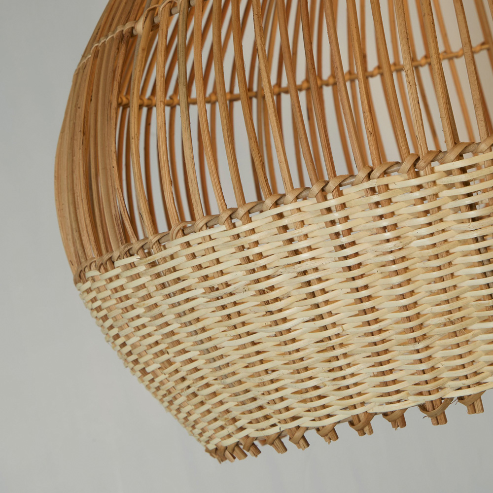 Lighting Collection Tusk Natural Rattan Bell Ceiling Lamp Shade 50cm Image 4