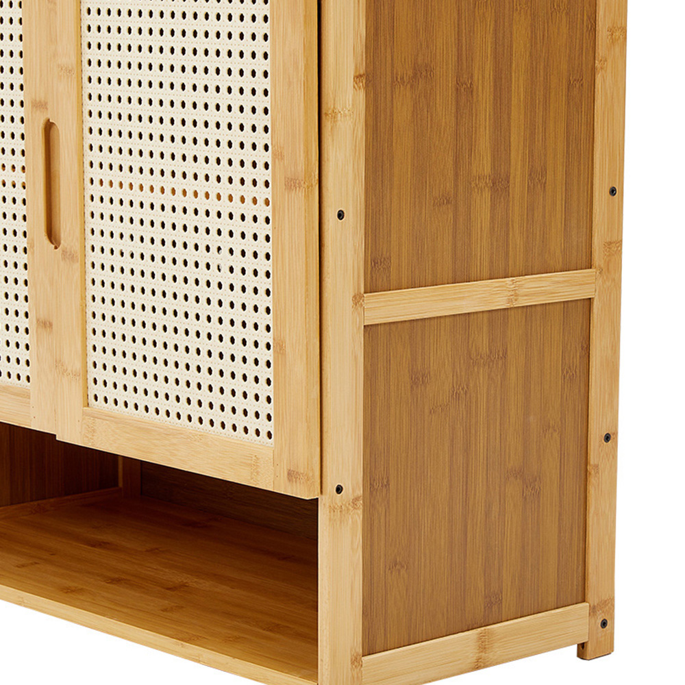 H&O Direct 3 Tier Brown Clothes Rack with Cabinet Image 4