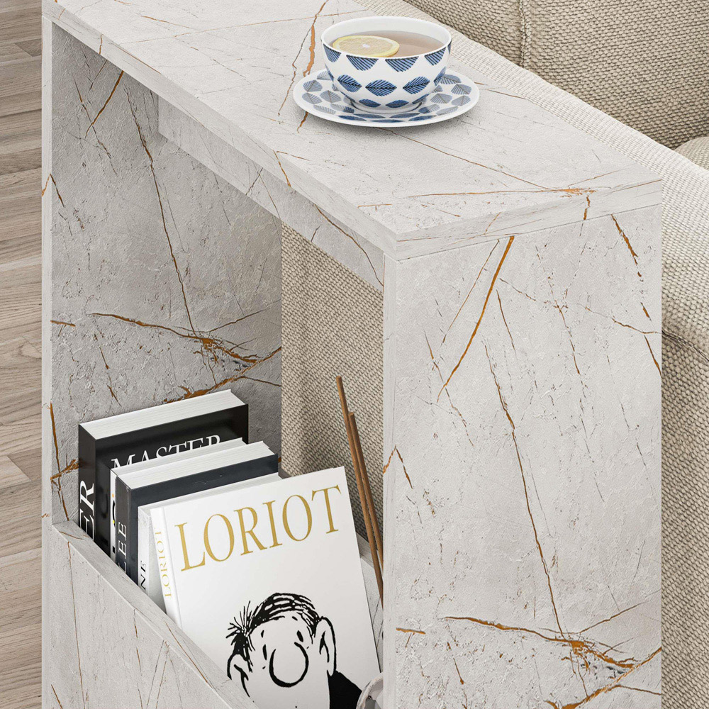 Decortie Simpi Single Shelf Gold Marble Effect Modern Side Table Image 4