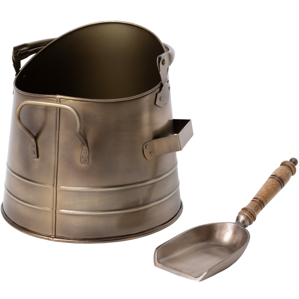 Charles Bentley Snug Alder Antique Gold Coal Bucket with Shovel Image 4