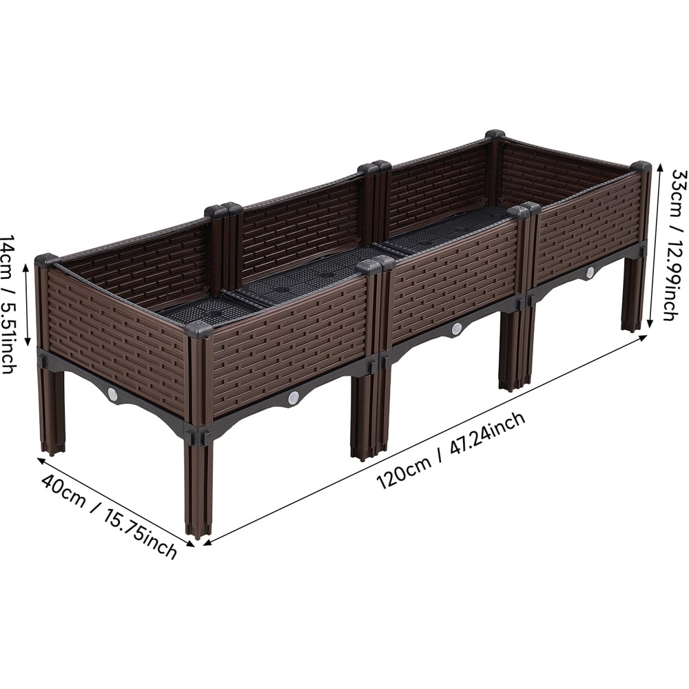 Living and Home Plastic Raised Garden Bed Planter Box 120 x 40 x 33cm Image 8