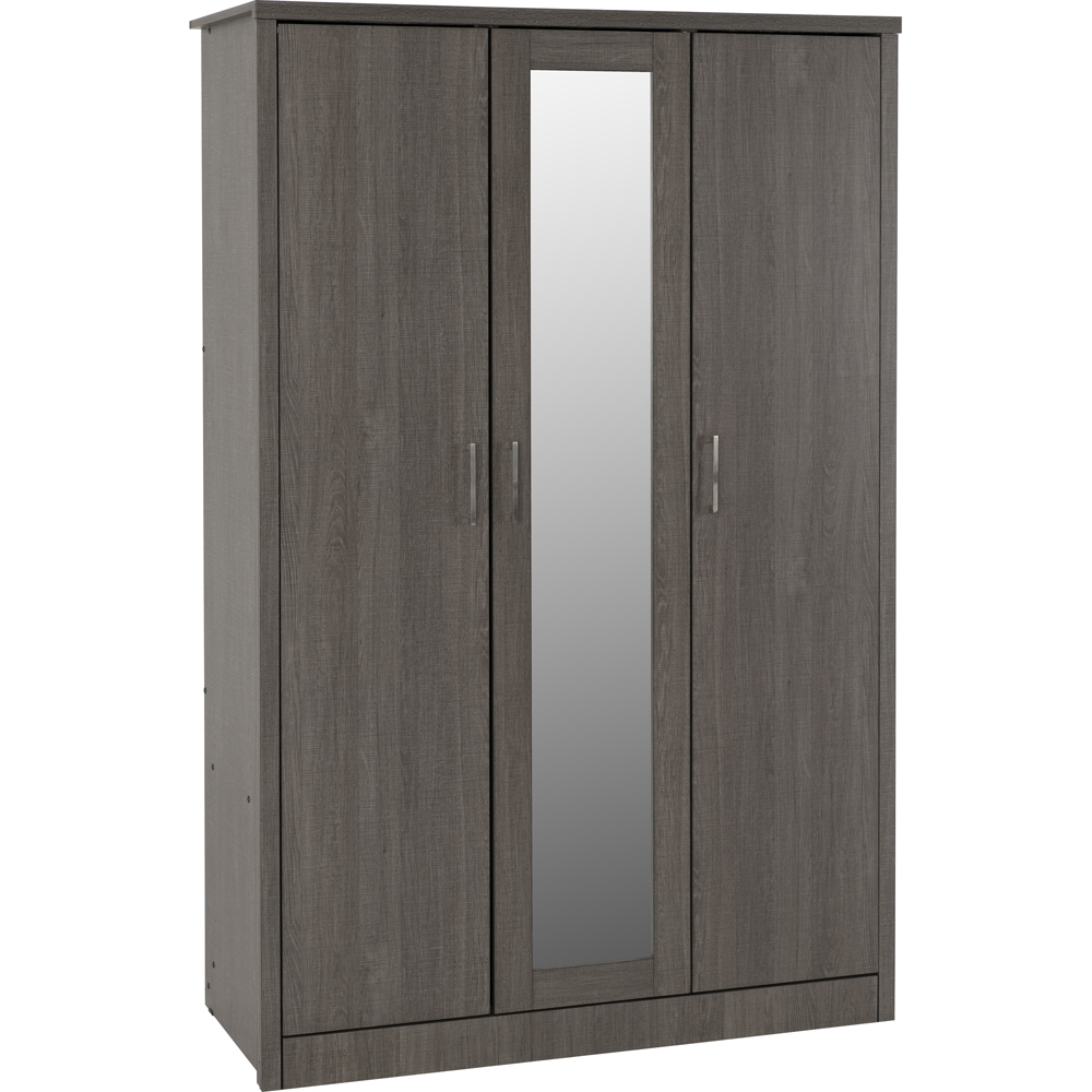 Seconique Lisbon 3 Door Black Wood Grain Wardrobe Image 2