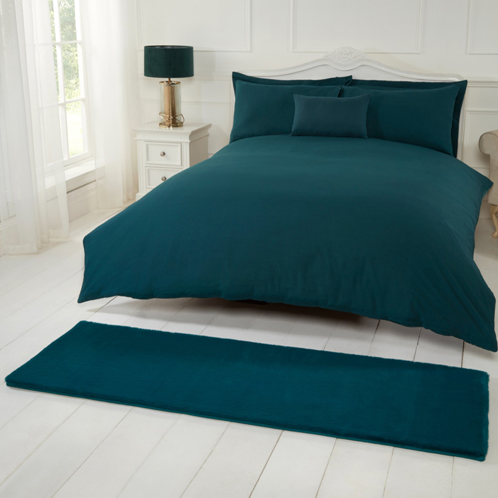 Portland HMC Luxe Teal Faux Fur Rug 60 x 180cm Image 1