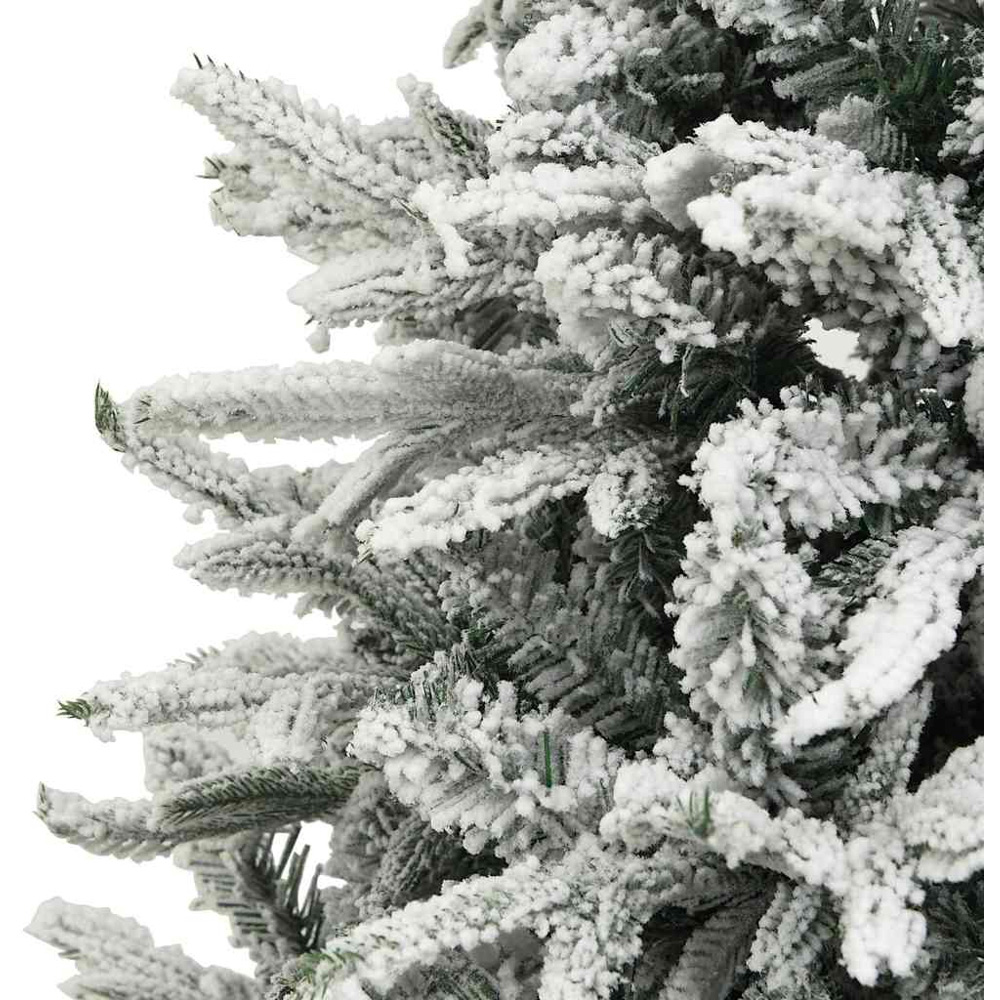 vidaXL 300 LED Pre-Lit Blue Baubles Green Artificial Snow Flocked Christmas Tree 8ft Image 7