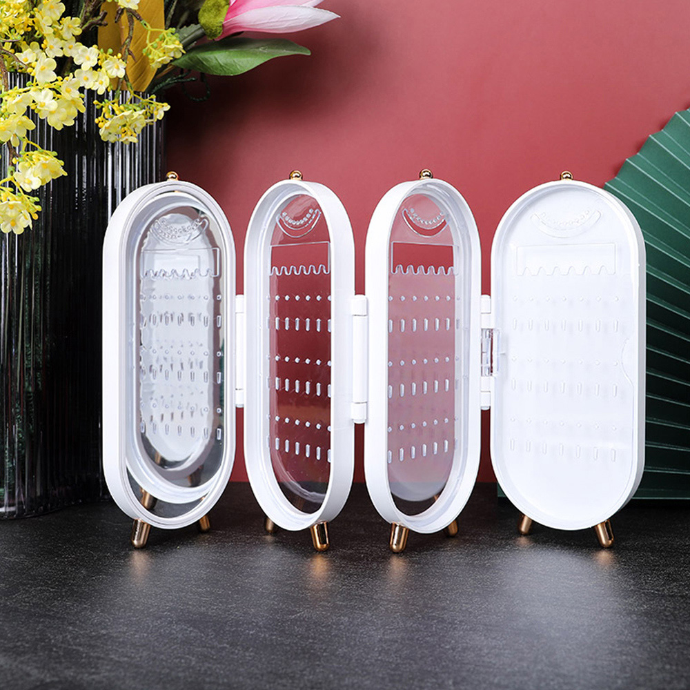 Living and Home 4 Tier White Dustproof Jewellery Storage Box with Mirror Image 2