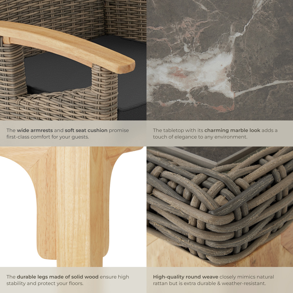 tectake Foggia Rosarno 6 Seater Rattan Garden Dining Set Natural Image 5