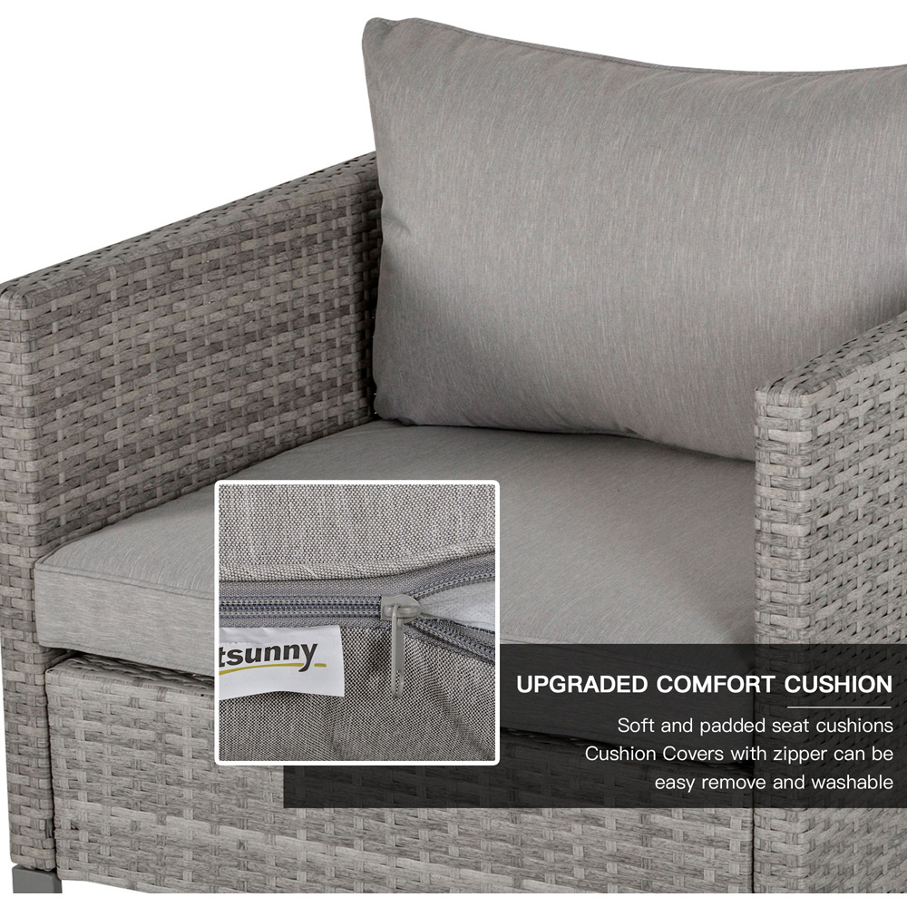 Outsunny 4 Seater Light Grey PE Rattan Sofa Lounge Set Image 6