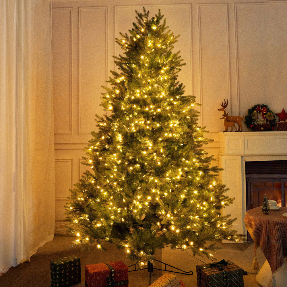 Abrihome 400 Warm White LED Pre-Lit Grand Fir Artificial Christmas Tree with 1253 Mixed Tips 6ft Image 2