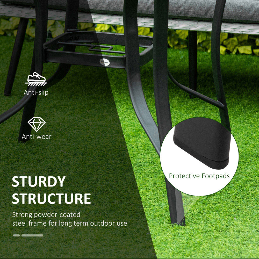 Outsunny Round Tempered Glass Top Garden Dining Table Black Image 6