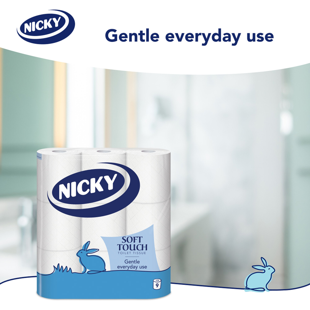 Pack of 9 Nicky Soft Touch Toilet Rolls Image 4