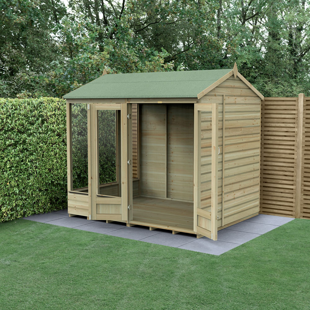 Forest Garden 8 x 6ft Beckwood Double Door 5 Window Reverse Apex Summerhouse Image 2