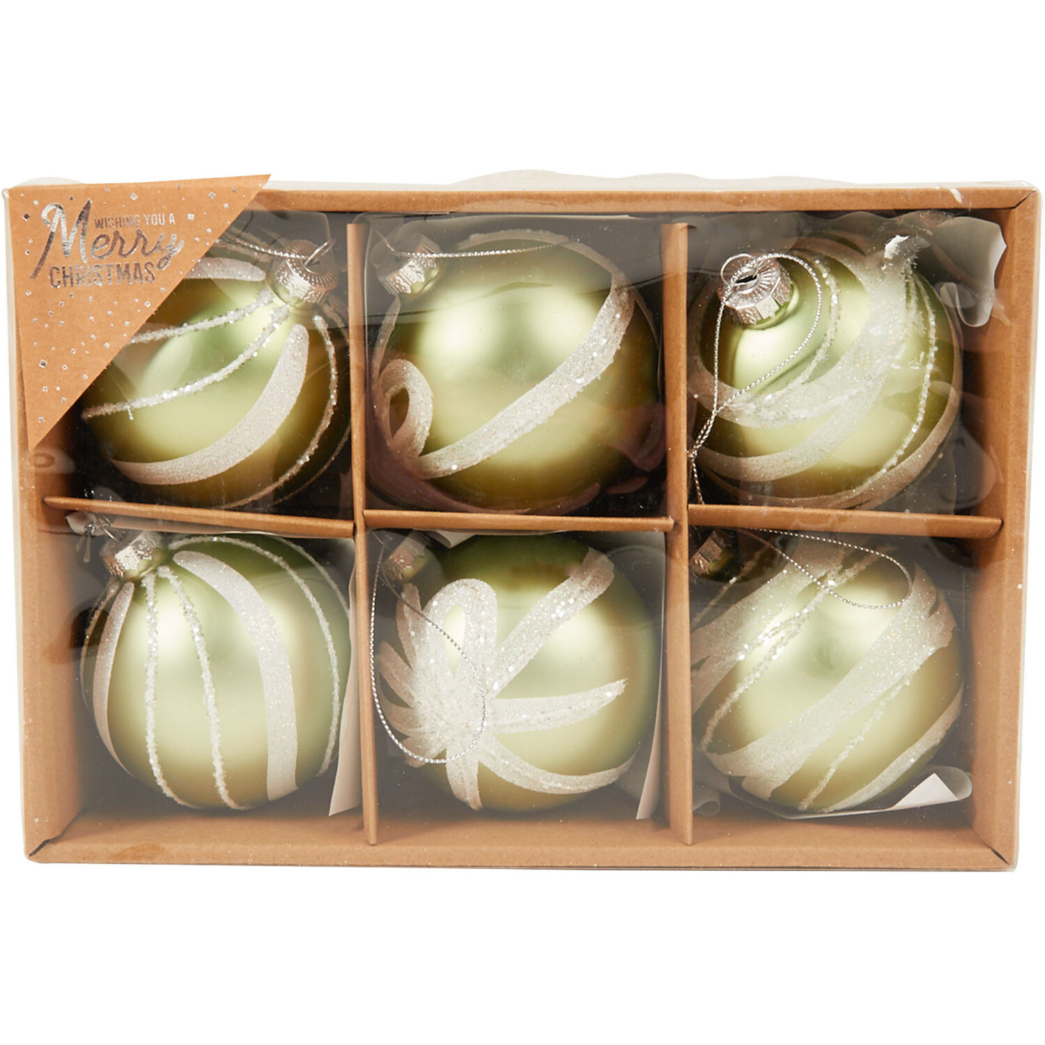 Pack of 6 Mistetoe Cottage Baubles Image 1